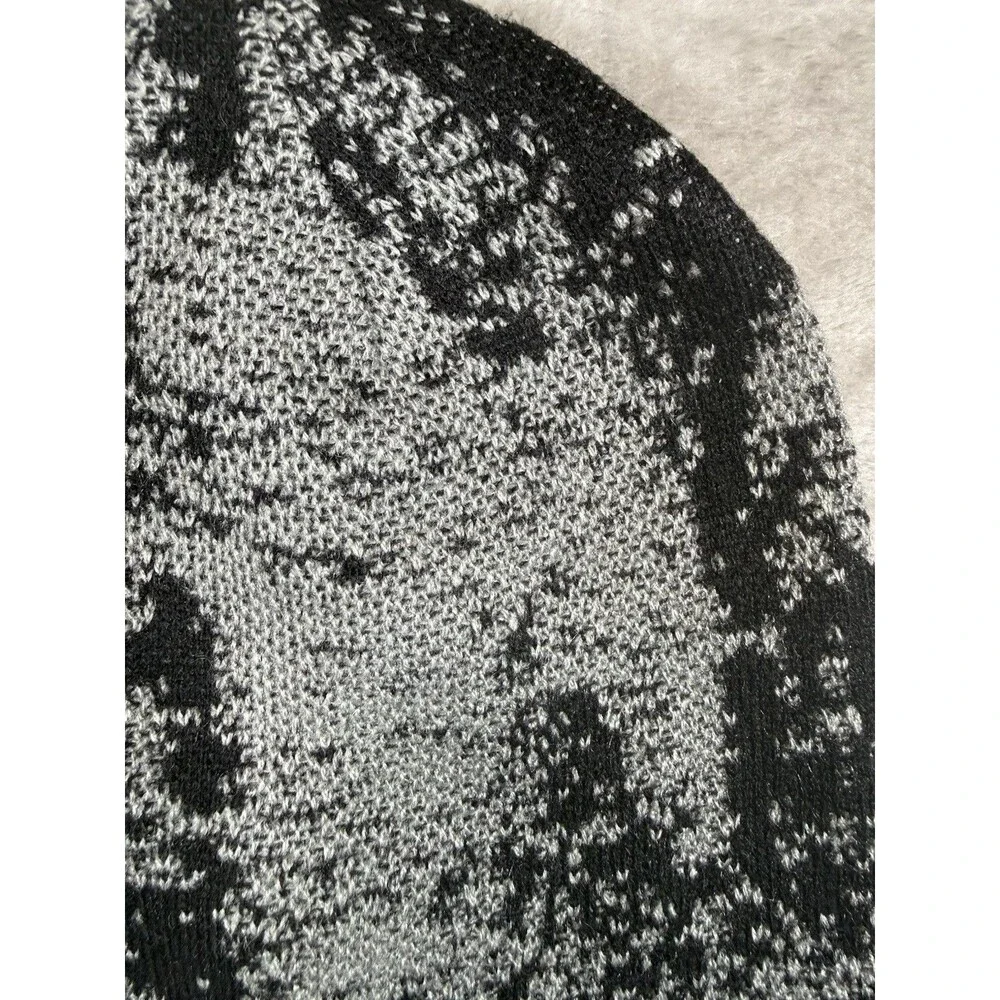 Calvin Klein Beanie Hat Black Gray Knit Logo Winter Acrylic Unisex